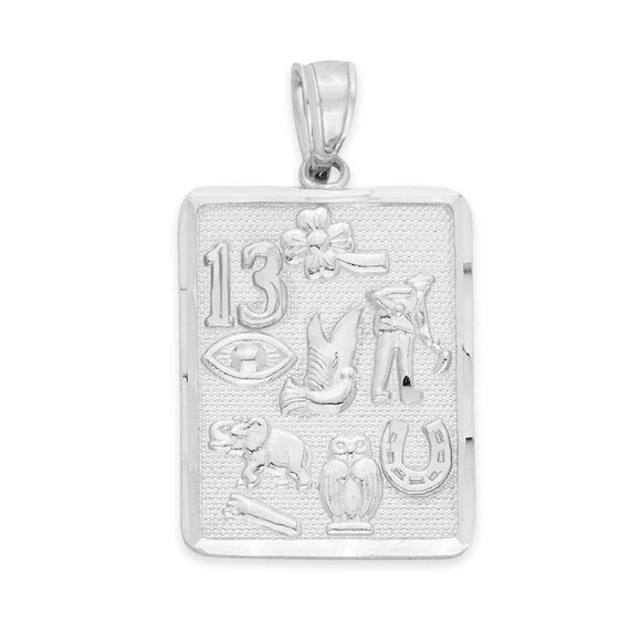 925 Sterling Silver Lucky Charm Pendant with Different Luck Symbols - Picture 1 of 5